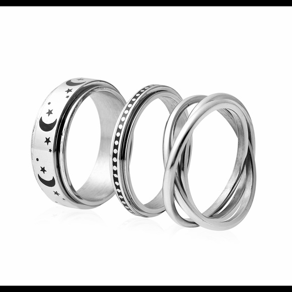 Stainless Steel Spinner Rings, Anxiety Rings, Fidget Rings - Picture 3 of 5